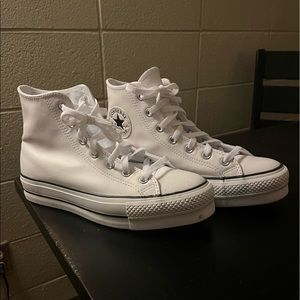 Converse High Top- White Leather Platform